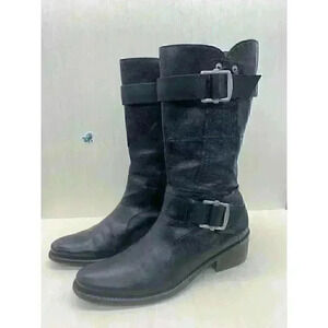 Vera Wang Lavender Chantel Women’s Black Leather Biker Moto Boots Size US 10 M